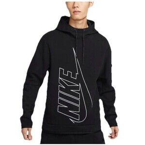Nike Tech Men’s Fleece Swoosh Graphic Logo Pullover Hoodie Black Large